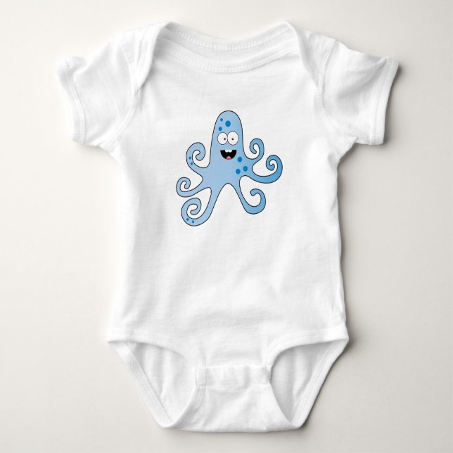 Funny cartoon baby boy octopus bodysuit (Front)