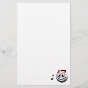Funny Cartoon Baseball with Bat Stationery