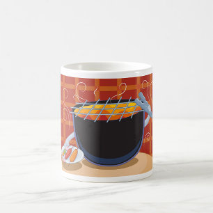Funny Cartoon BBQ Grill with Tongs and Skewers Coffee Mug