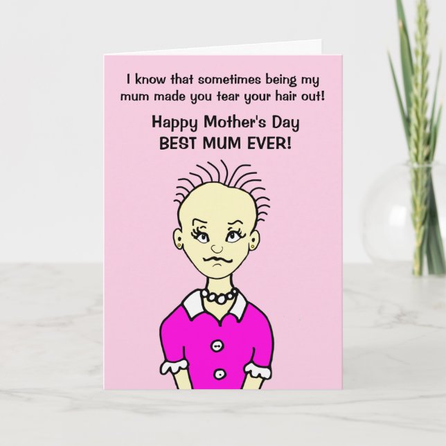 Funny Cartoon Best Mom Mother's Day Card (Front)