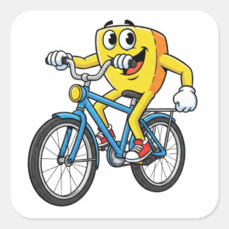 Funny Cartoon Bicycle Riding Character Sticker