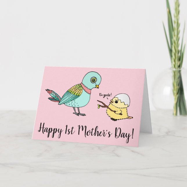 Funny Cartoon Bird Happy First Mother's Day Card (Front)