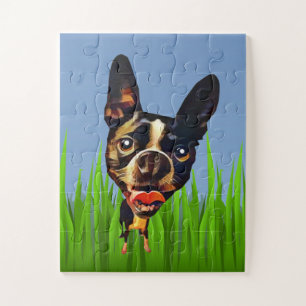 Funny Cartoon Boston Terrier Puzzle for Kids