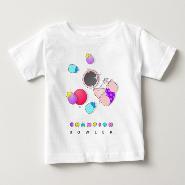 Funny Cartoon Bowling | Funny Bowling Baby T-Shirt (Front)