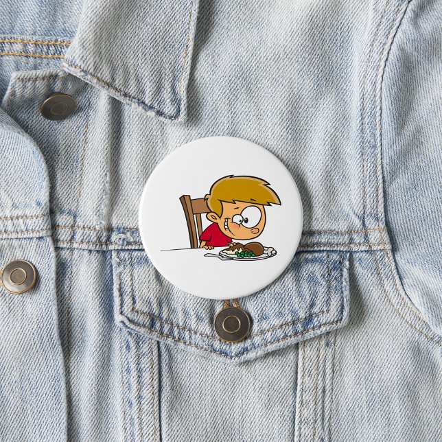 Funny Cartoon Boy Excited for Dinner  7.5 Cm Round Badge (Creator Uploaded)