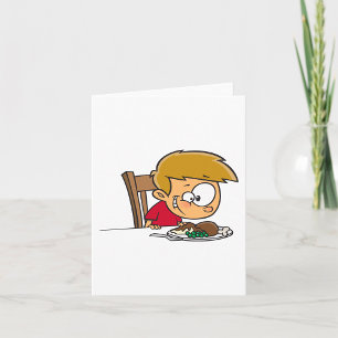Funny Cartoon Boy Excited for Dinner  Card