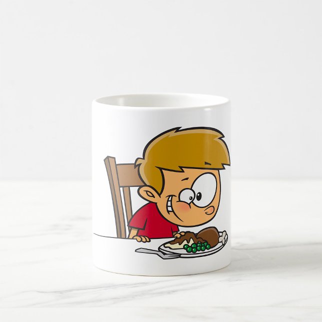 Funny Cartoon Boy Excited for Dinner  Coffee Mug (Creator Uploaded)