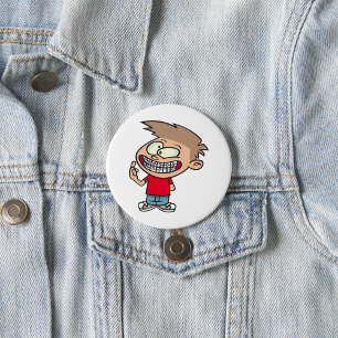 Funny Cartoon Boy with Braces Smile 7.5 Cm Round Badge