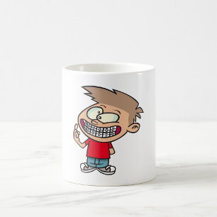 Funny Cartoon Boy with Braces Smile Coffee Mug