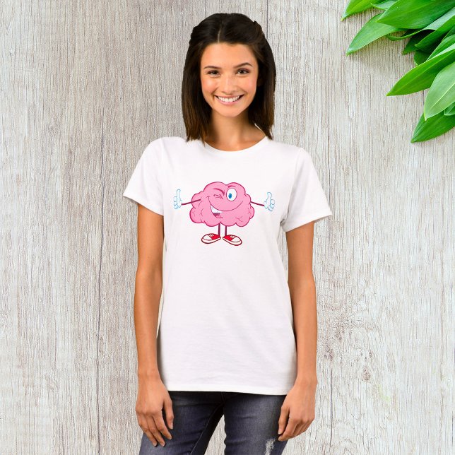 Funny Cartoon Brain Winking Character Thumbs Up T-Shirt (Creator Uploaded)