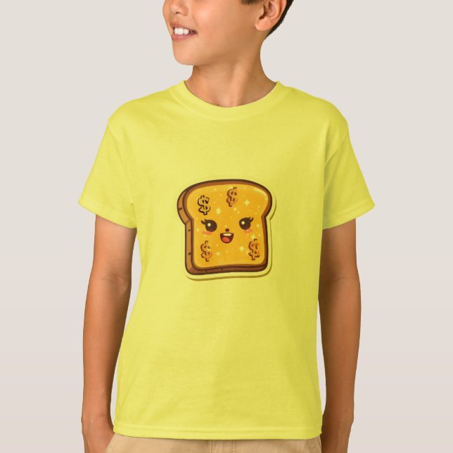 Funny Cartoon Bread Dollar Sign Graphic Tee (Front)