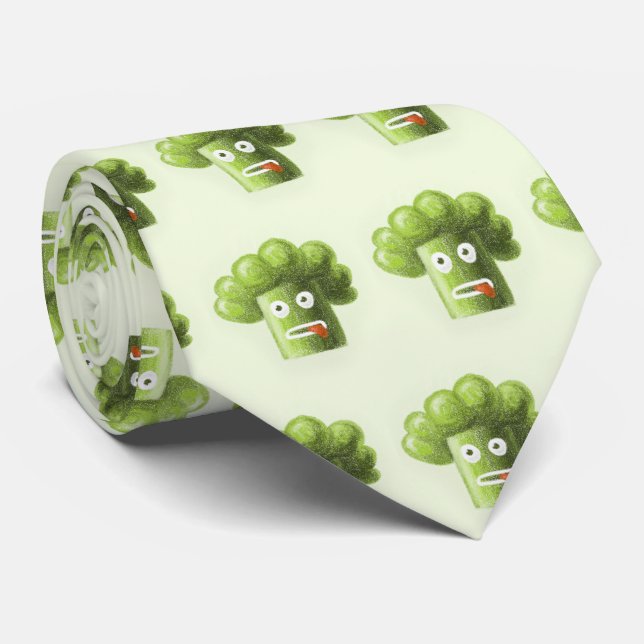 Funny Cartoon Broccoli Is Healthy Food Tie (Rolled)