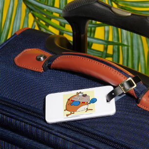 Funny Cartoon Bulldog Boxer Dog Luggage Tag
