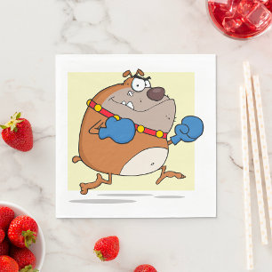 Funny Cartoon Bulldog Boxer Dog Napkin