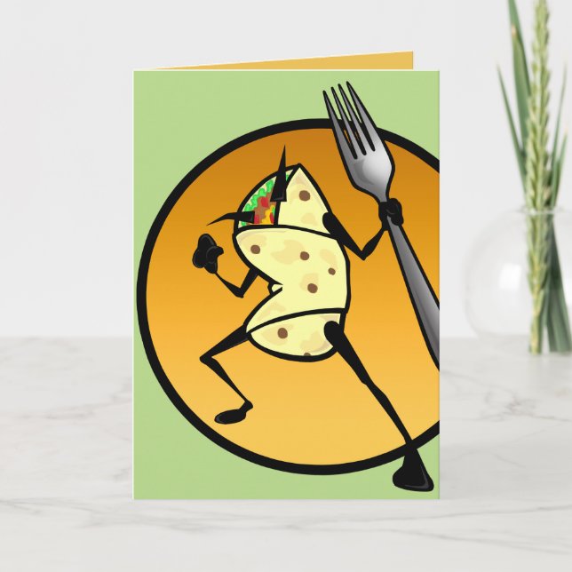 FUNNY CARTOON BURRITO BLANK GREETING CARD (Front)
