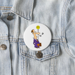 Funny Cartoon Businessman at Bus Stop 7.5 Cm Round Badge