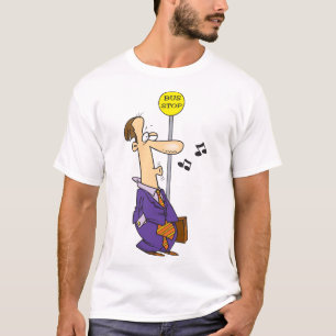 Funny Cartoon Businessman at Bus Stop  T-Shirt
