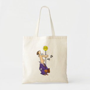 Funny Cartoon Businessman at Bus Stop  Tote Bag