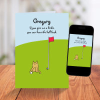 Funny Cartoon Cat Birdie Golf Joke Birthday