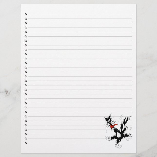 Funny Cartoon Cat  Lined Pet Letterhead (Front)