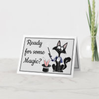 Funny cartoon cat  magic trick rabbit birthday