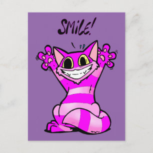 Funny cartoon cat, smile postcard