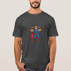 Funny Cartoon Cat SuperHero T-Shirt