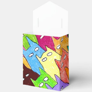 Funny Cartoon Cats Color Pencil Drawing Favour Box