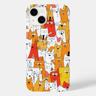 Funny Cartoon Cats Group Doodle Case-Mate iPhone 14 Case