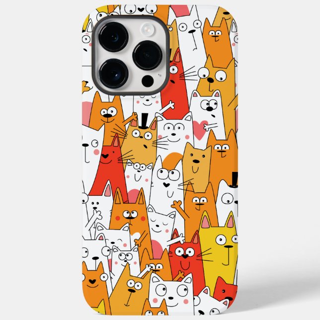 Funny Cartoon Cats Group Doodle Case-Mate iPhone Case (Back)