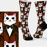 Funny Cartoon Cats in Brown Suits & Bow Ties Socks<br><div class="desc">Cartoon Cats in Brown Suits Socks - -  see more great sock designs in my store.</div>