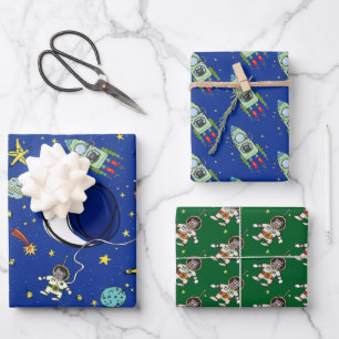 Funny Cartoon Cats In Space  Wrapping Paper Sheet