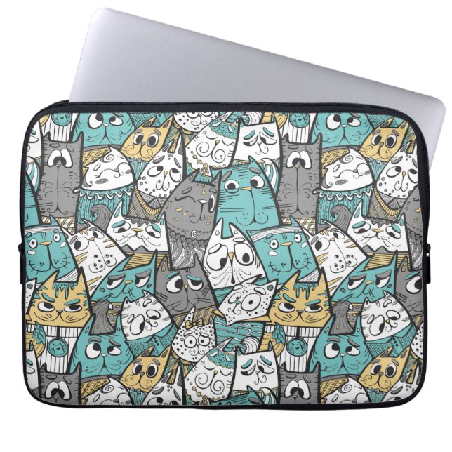 Funny Cartoon Cats Laptop Sleeve (Front)