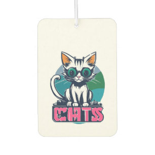 Funny Cartoon Cats Logo Vector Manga Anime Splas Car Air Freshener