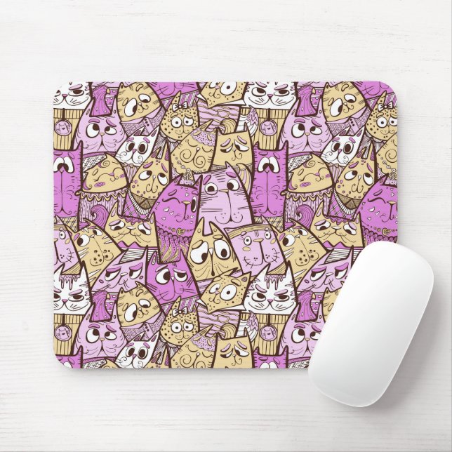 Funny Cartoon Cats Mouse Pad (With Mouse)
