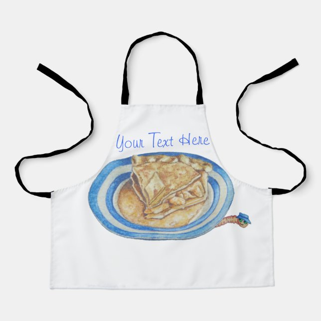 funny cartoon character wearing hat in apple pie  apron (Front)