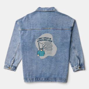 Funny cartoon character with mouse cursor head  denim jacket