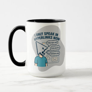 Funny cartoon character with mouse cursor head  mug