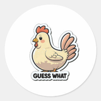 Funny Cartoon Chicken "Guess What" Sticker