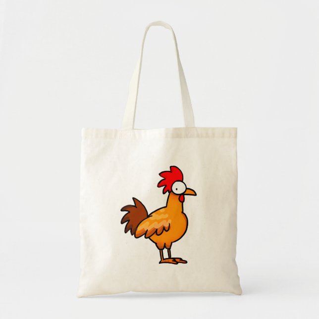 Funny Cartoon Chicken Illustration Tote Bag (Front)