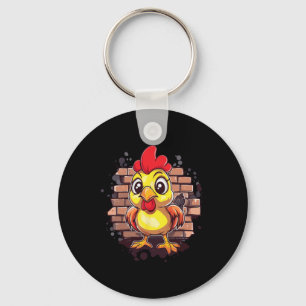 Funny Cartoon Chicken Key Ring