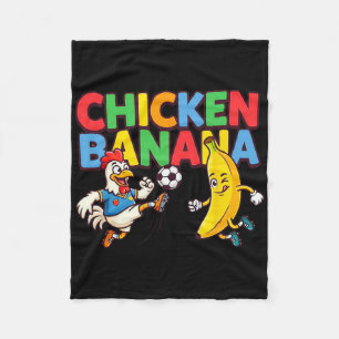 Funny Cartoon Chicken Nana Soccer Player Ll Graphi Fleece Blanket