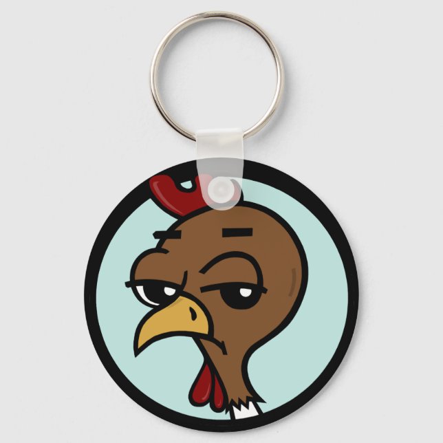 FUNNY CARTOON CHICKEN ROUND KEY CHAIN (Front)