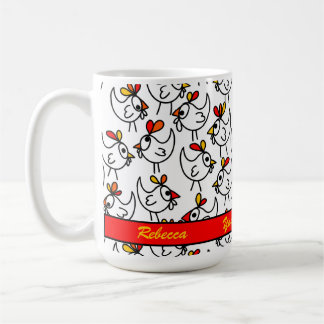 Funny Cartoon Chickens Pattern Personalised Coffee Mug