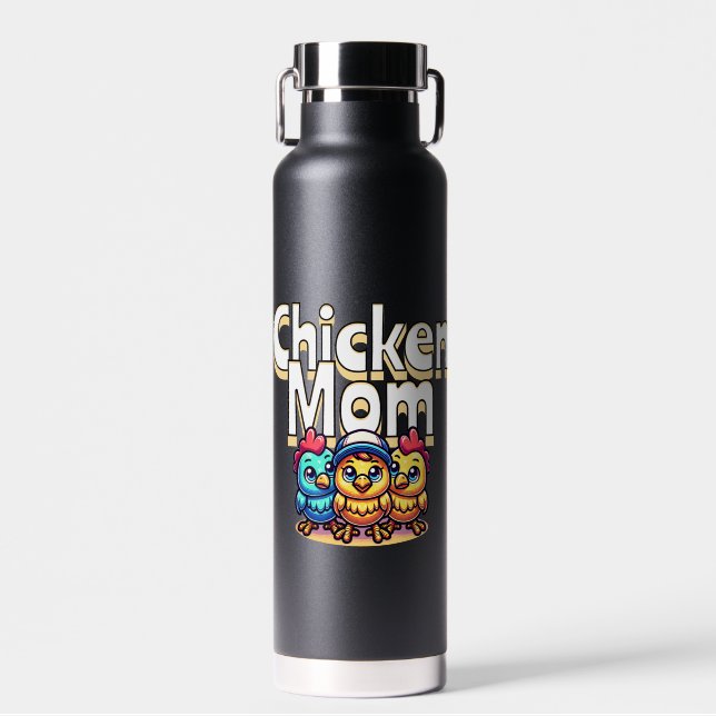 Funny Cartoon Chicks | Chicken Mum Personalised Water Bottle (Front)