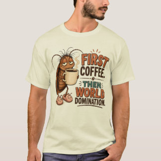 Funny Cartoon Cockroach Coffee Lover Men's T-Shirt