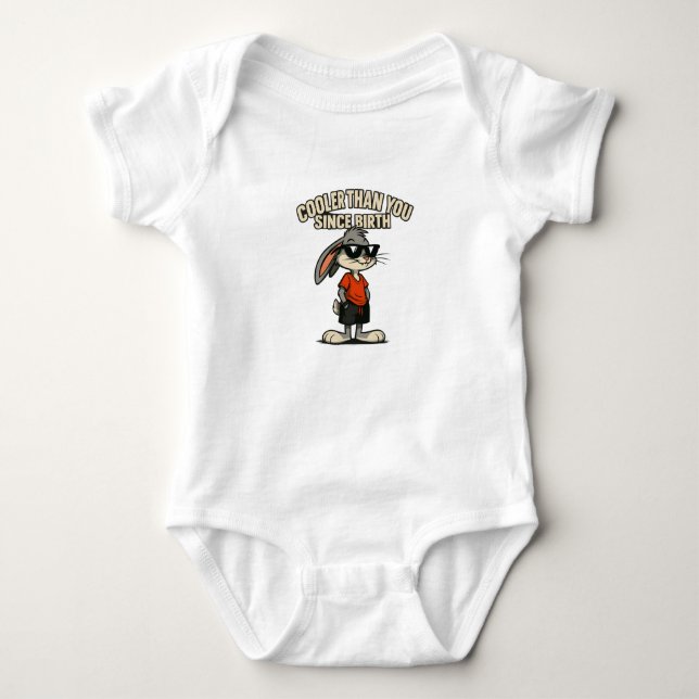 Funny Cartoon|Cool Bunny Baby Bodysuit (Front)