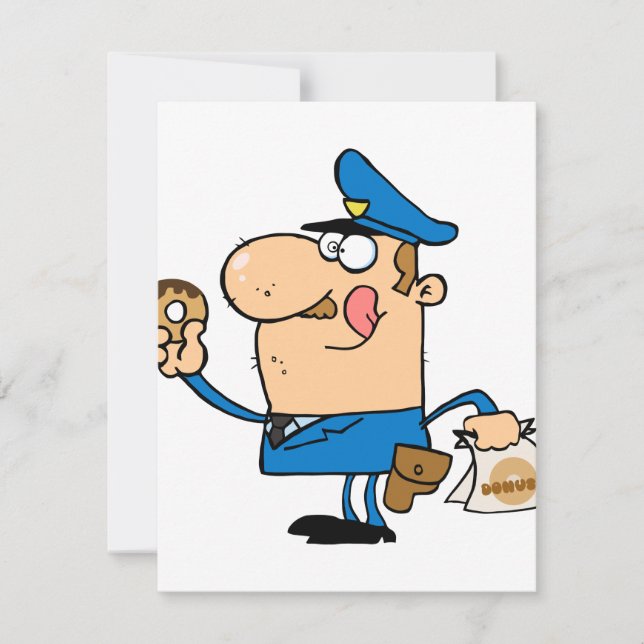 funny cartoon cop eating doughnuts (Front)