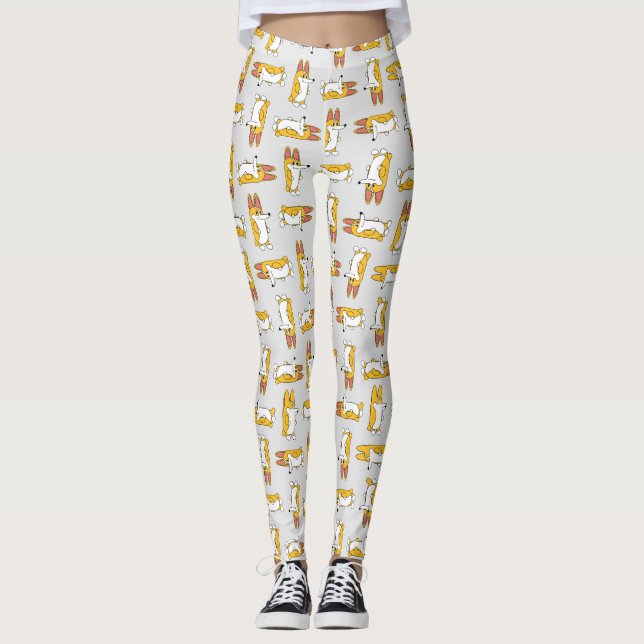 Funny Cartoon Corgi Pattern Leggings (Front)