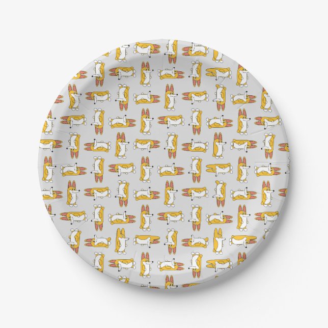 Funny Cartoon Corgi Pattern Paper Plate (Front)